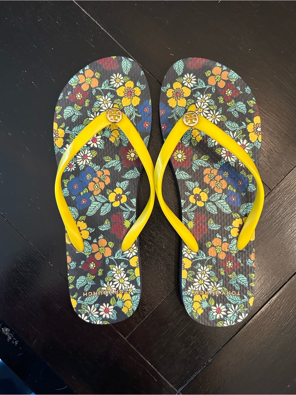 Tory Burch Yellow-Strap Floral Flip Flops - Picture 3 of 3